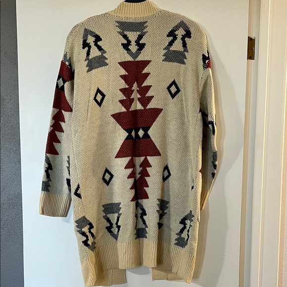 Love Beige and Red Patterned Cardigan - Picture 5 of 7